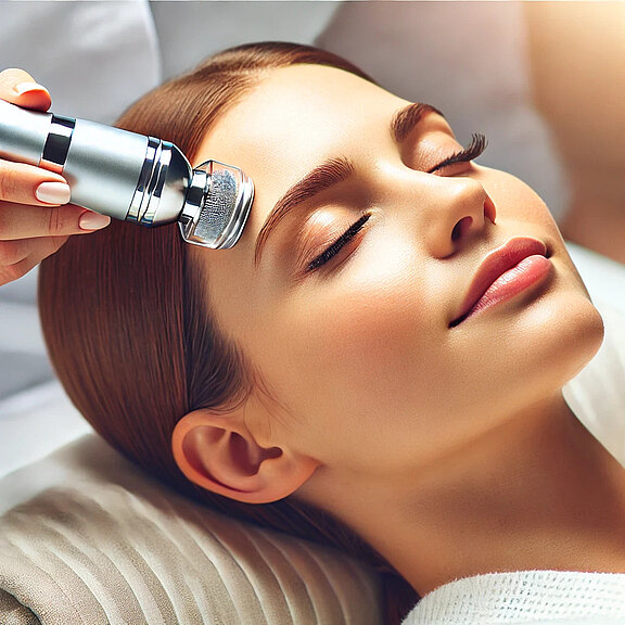 Kundin bei einer Microdermabrasion im Gesichtsbereich